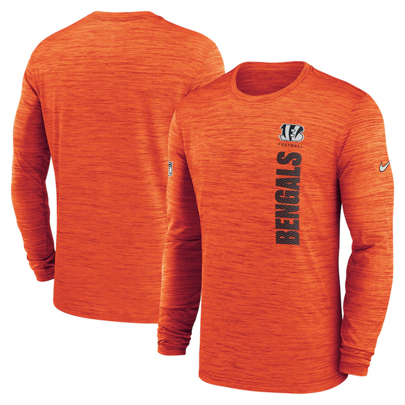 Men's Cincinnati Bengals Orange 2024 Sideline Team Velocity Performance Long Sleeve T-Shirt